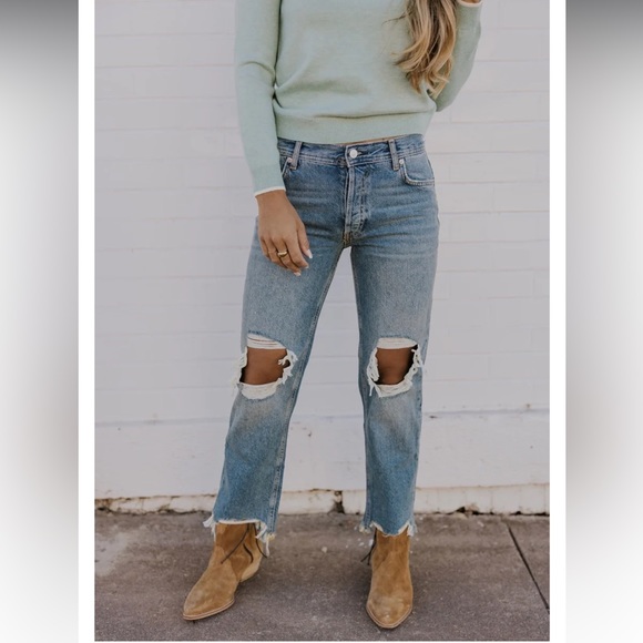 Free People Maggie Mid-Rise Straight-Leg Jeans - Picture 2 of 6